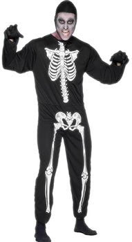 Smiffys Skeleton Costume, Black (Size M) - `Skeleton Costume, Black, with Jumpsuit, Hood & Gloves -  (Size: M)`