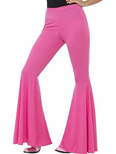 Smiffys Flared Trousers, Ladies, Pink (Size S-M) - `Flared Trousers, Ladies, Pink -  (Size: S-M)`