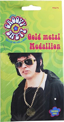 Smiffys Gold Metal Medallion On Chain, Gold - `Gold Metal Medallion On Chain, Gold`