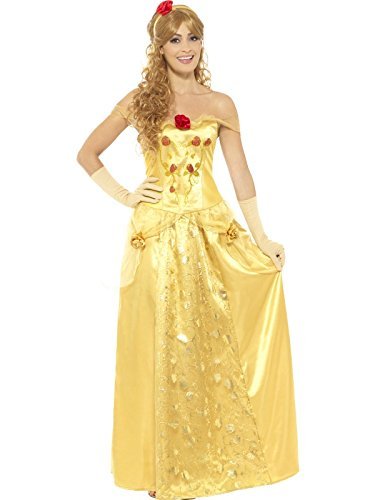 Smiffys Golden Princess Costume, Gold (Size S) - `Golden Princess Costume, Gold, with Long Dress, Gloves & Headband -  (Size: S)`