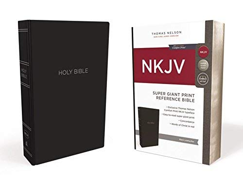 NKJV Holy Bible, Super Giant Print Reference Bible, Black Leather-look, 43,000 Cross references, Red Letter, Comfort Print: New King James Version
