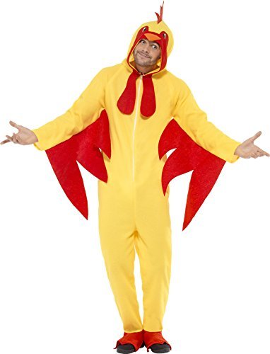 Smiffys Chicken Costume, Yellow (Size L) - `Chicken Costume, Yellow, with Hooded All in One -  (Size: L)`