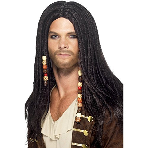 `Pirate Wig, Black, with Beads`