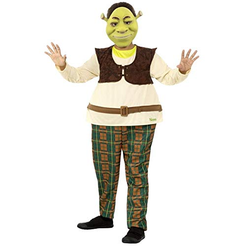 Smiffys Shrek Kids Deluxe Costume, Green (Size S) - `Shrek Kids Deluxe Costume, Green, with Hooped All In One & EVA Mask -  (Size: S)`