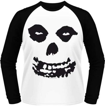 MISFITS - ALL OVER SKULL WHITE Long Sleeved Baseball Shirt Small