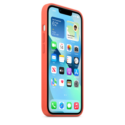 Apple - Back Cover For Mobile Phone - Magsafe Compatibility - Silicone - Nectarine - For Iphone 13