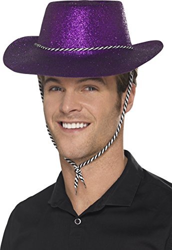Smiffys Cowboy Glitter Hat, Purple