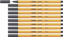Point 88 - Fineliner - Dunkelgrau - Pack Of 10