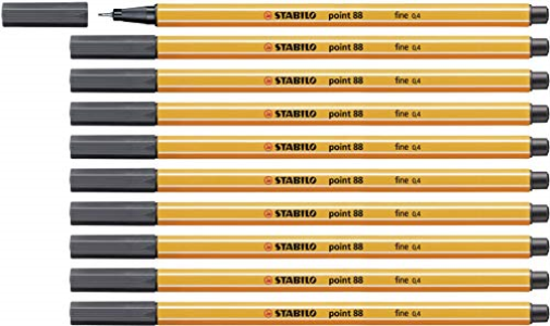 Point 88 - Fineliner - Dunkelgrau - Pack Of 10