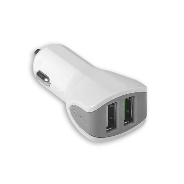 USB car charger dual, 1x Turbo 2.4 A, 1x 1 A universal