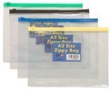 Tiger - Tiger Zippy Bag Polypropylene A5 180 Micron Clear with Assorted Colour Zips Stationery