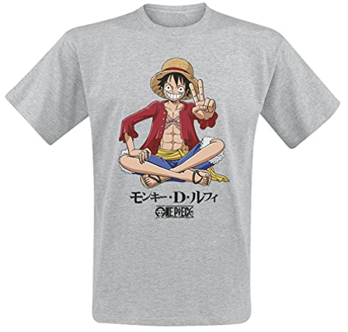 One Piece T-Shirt Ruffy Sitting GroBe L