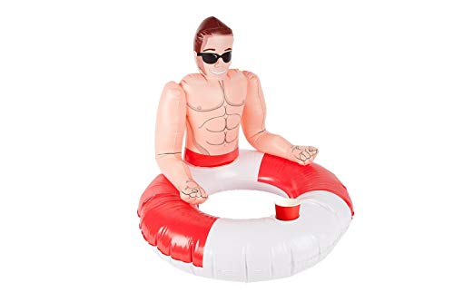 Smiffys Inflatable Lifeguard Hunk Swim Ring, Red & White