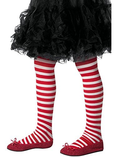 Smiffys Striped Tights, Childs, Red & White