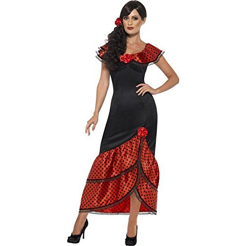 Smiffys Flamenco Senorita Costume, Black (Size M) - `Flamenco Senorita Costume, Black, with Dress & Headpiece -  (Size: M)`