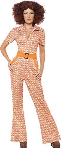 Smiffys Authentic 70s Chic Costume, Orange (Size L) - `Authentic 70s Chic Costume, Orange, with Jumpsuit -  (Size: L)`