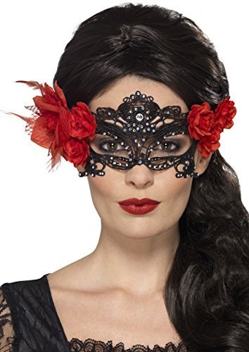 Smiffys Day of the Dead Lace Filigree Eyemask, Black