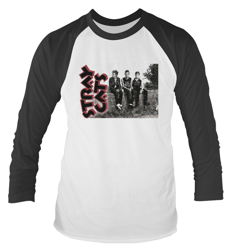 STRAY CATS - BAND PHOTO WHITE Long Sleeved Baseball Shirt Small