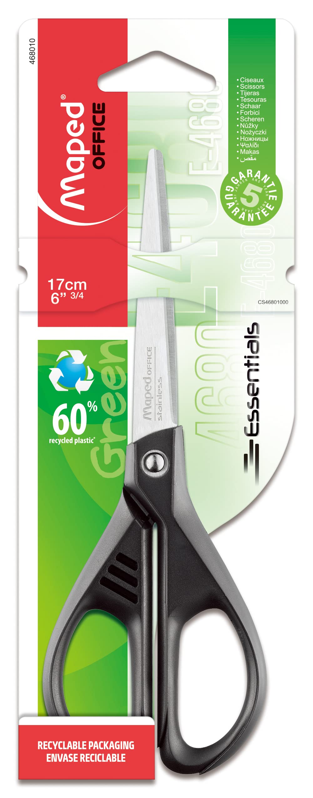 Forbici Essentials Green 17Cm Simm