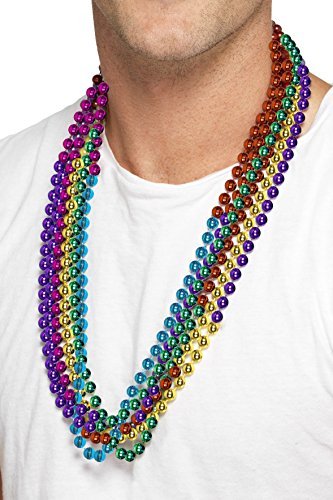Smiffys Party Beads, Rainbow - `Party Beads, Rainbow, 6 Strings Per Pack`