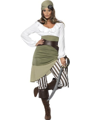 Smiffys Shipmate Sweetie Costume, Green (Size S) - `Shipmate Sweetie Costume, Green, Top, Skirt, Leggings, Bandana, Belt & Bootcuffs -  (Size: S)`