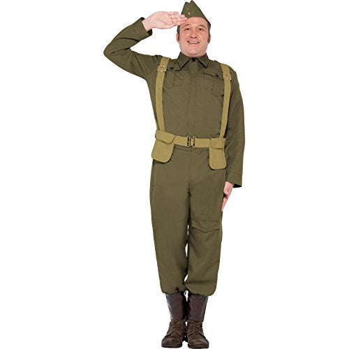 Smiffys WW2 Home Guard Private Costume, Green (Size XL) - `WW2 Home Guard Private Costume, Green, Trousers Ankle Covers, Jacket, Hat & Harness Belt -  (Size: XL)`