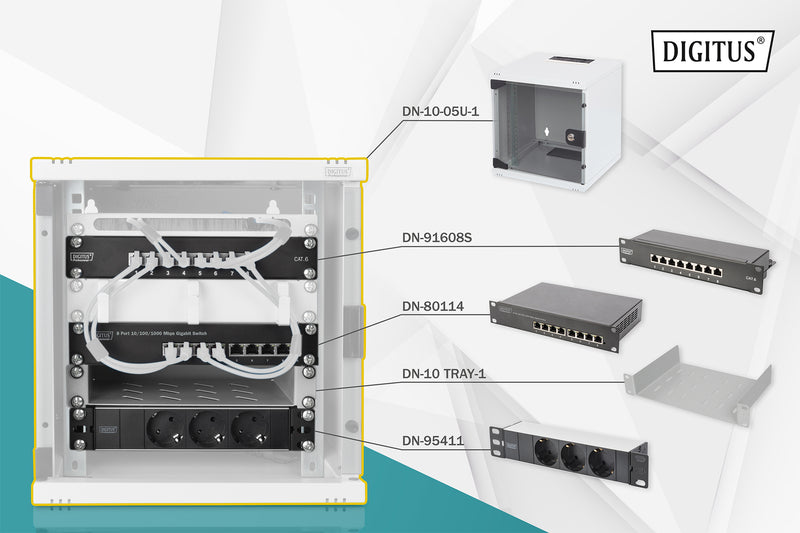Digitus Network Set - 254 mm (10") - 6U, 312 x 100 mm (W xD)