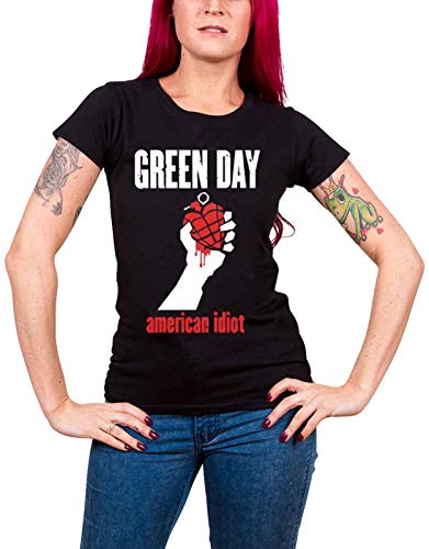 GREEN DAY - AMERICAN IDIOT HEART (BLACK) BLACK T-Shirt, Girlie with backprint Womens: 10 - AMERICAN IDIOT HEART (BLACK)