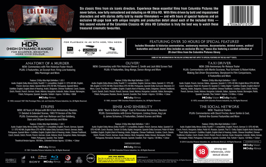 Columbia Classics Collection Volume 2 Limited Edition  4K Ultra Hd + Blu-Ray