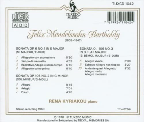 Mendelssohn - Piano Sonatas