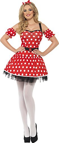Smiffys Madame Mouse Costume, Red (Size S) - `Madame Mouse Costume, Red, with Dress, Arm Cuffs & Headband -  (Size: S)`