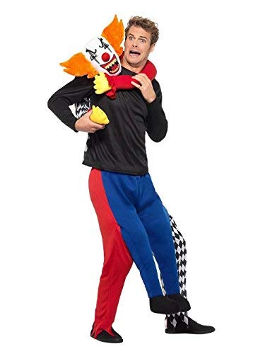Smiffys Piggyback Kidnap Clown Costume, Multi-Coloured - `Piggyback Kidnap Clown Costume, Multi-Coloured, with One Piece Wraparound Suit with Mock Legs`