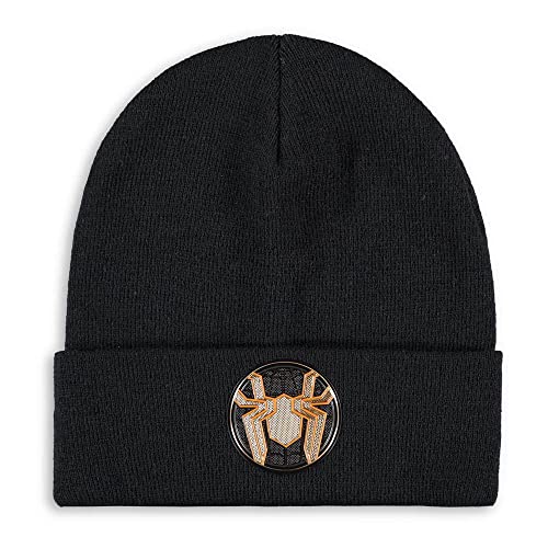 Marvel Comics Spider-Man: No Way Home Gold Logo Badge Turn Up Beanie, Black (Kc303345Spn)