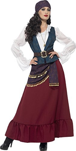 Smiffys Deluxe Pirate Buccaneer Beauty Costume, Purple (Size S) - `Deluxe Pirate Buccaneer Beauty Costume, Purple, with Dress, Sash, Bandana & Necklace -  (Size: S)`