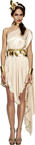 Smiffys Fever Goddess Costume, Cream (Size M) - Fever Goddess Costume, Cream, with Dress, Belt, Armcuffs, Choker and Headpiece -  (Size: UK Dress 12-14)
