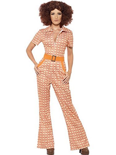 Smiffys Authentic 70s Chic Costume, Orange (Size X1) - `Authentic 70s Chic Costume, Orange, with Jumpsuit -  (Size: X1)`