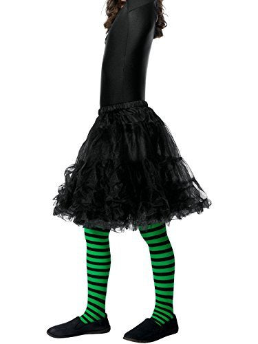Smiffys Wicked Witch Tights, Child, Green & Black