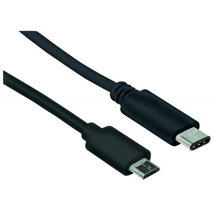 Manhattan USB-C to Micro-USB Cable, 1m, Male to Male, Black, 480 Mbps (USB 2.0), Equivalent to USB2CUB1M, Hi-Speed USB, Lifetime Warranty, Polybag