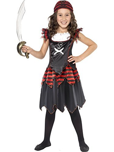Smiffys Pirate Skull & Crossbones Girl Costume, Black (Size M) - `Pirate Skull & Crossbones Girl Costume, Black, with Dress & Headscarf -  (Size: M)`
