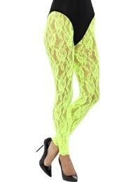 Smiffys 80s Lace Leggings, Neon Green