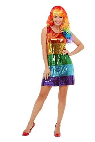 Smiffys All That Glitters Rainbow Costume, Multi-Coloured (Size M) - `All That Glitters Rainbow Costume, Multi-Coloured, with Sequin Dress -  (Size: M)`