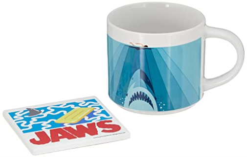 Der weiBe Hai Tasse, Untersetzer und Schlusselanha