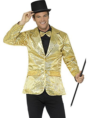 Smiffys Sequin Jacket, Mens, Gold (Size L) - `Sequin Jacket, Mens, Gold -  (Size: L)`