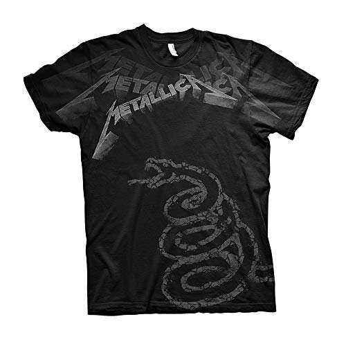 METALLICA - BLACK ALBUM FADED (ALL OVER) BLACK T-Shirt, Front & Back Print X-Large - BLACK ALBUM FADED (ALL OVER)
