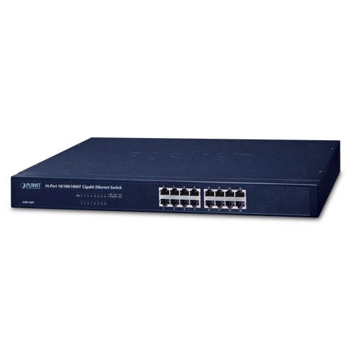 PLANET GSW-1601 network switch Unmanaged Gigabit Ethernet (10/100/1000) 1U Blue