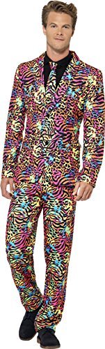 Smiffys Neon Suit, Multi-Coloured (Size XL) - `Neon Suit, with Jacket, Trousers & Tie -  (Size: XL)`