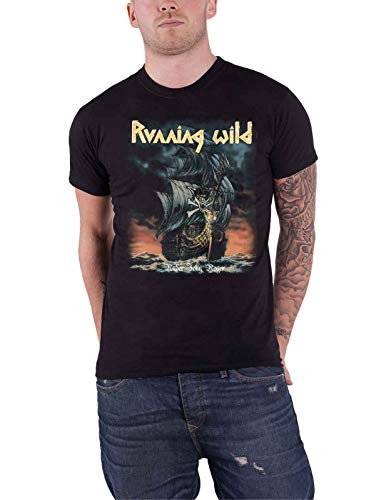 RUNNING WILD - UNDER JOLLY ROGER (ALBUM) BLACK T-Shirt, Front & Back Print Medium - UNDER JOLLY ROGER (ALBUM)
