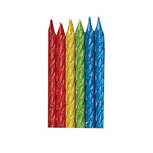 Amscan: 12 Spiral Candles Rainbow Glitter