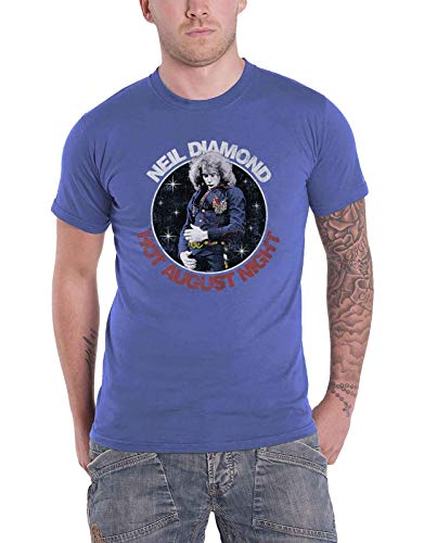 NEIL DIAMOND - HOT AUGUST NIGHT BLUE T-Shirt Large - HOT AUGUST NIGHT
