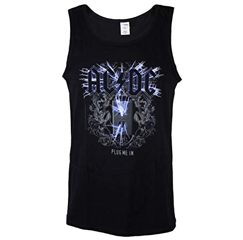 AC/DC - PLUG ME IN BLACK Tank Vest, Mens Large - PLUG ME IN